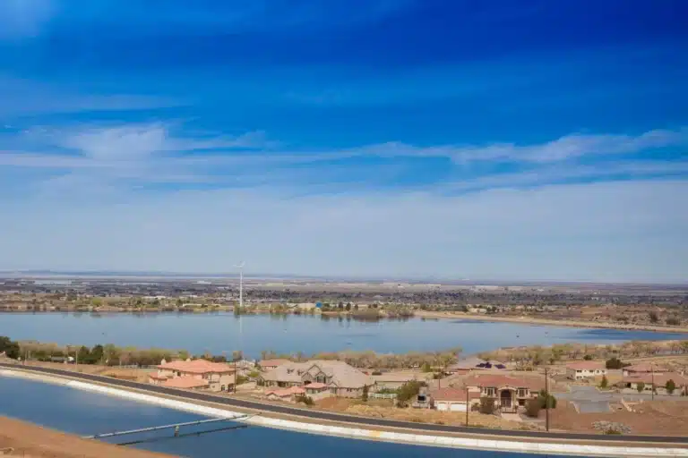 View of Lake Palmdale and surrounding residential areas, highlighting the vibrant community digital agencies like Tower 25 serve.