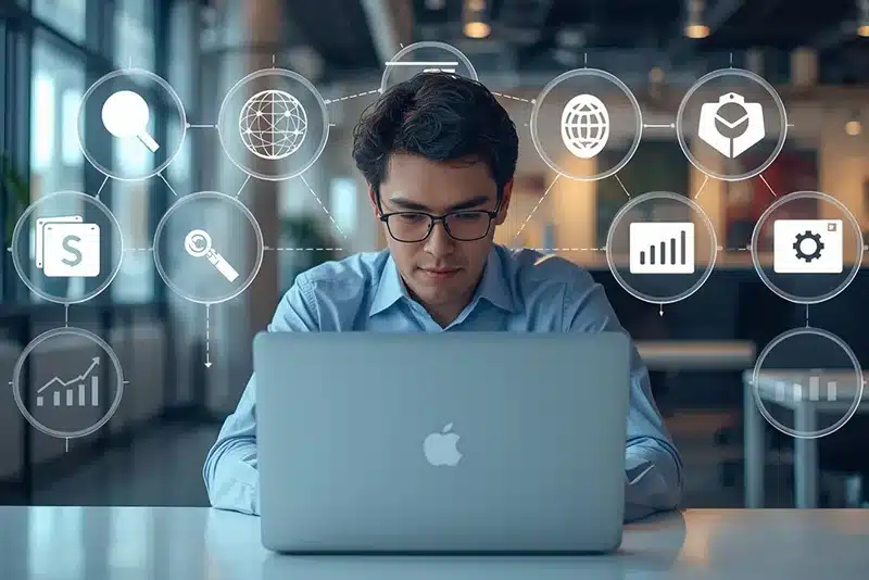 A content writer optimizing blog posts for search engines in 2026, illustrating modern SEO copywriting strategies.